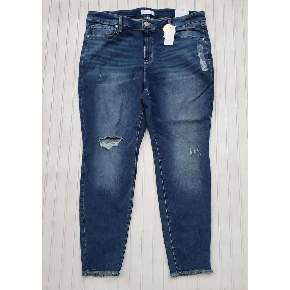 Lane Bryant Signature Fit High Rise Skinny Jeans 20 Flex Magic Waistband Frayed